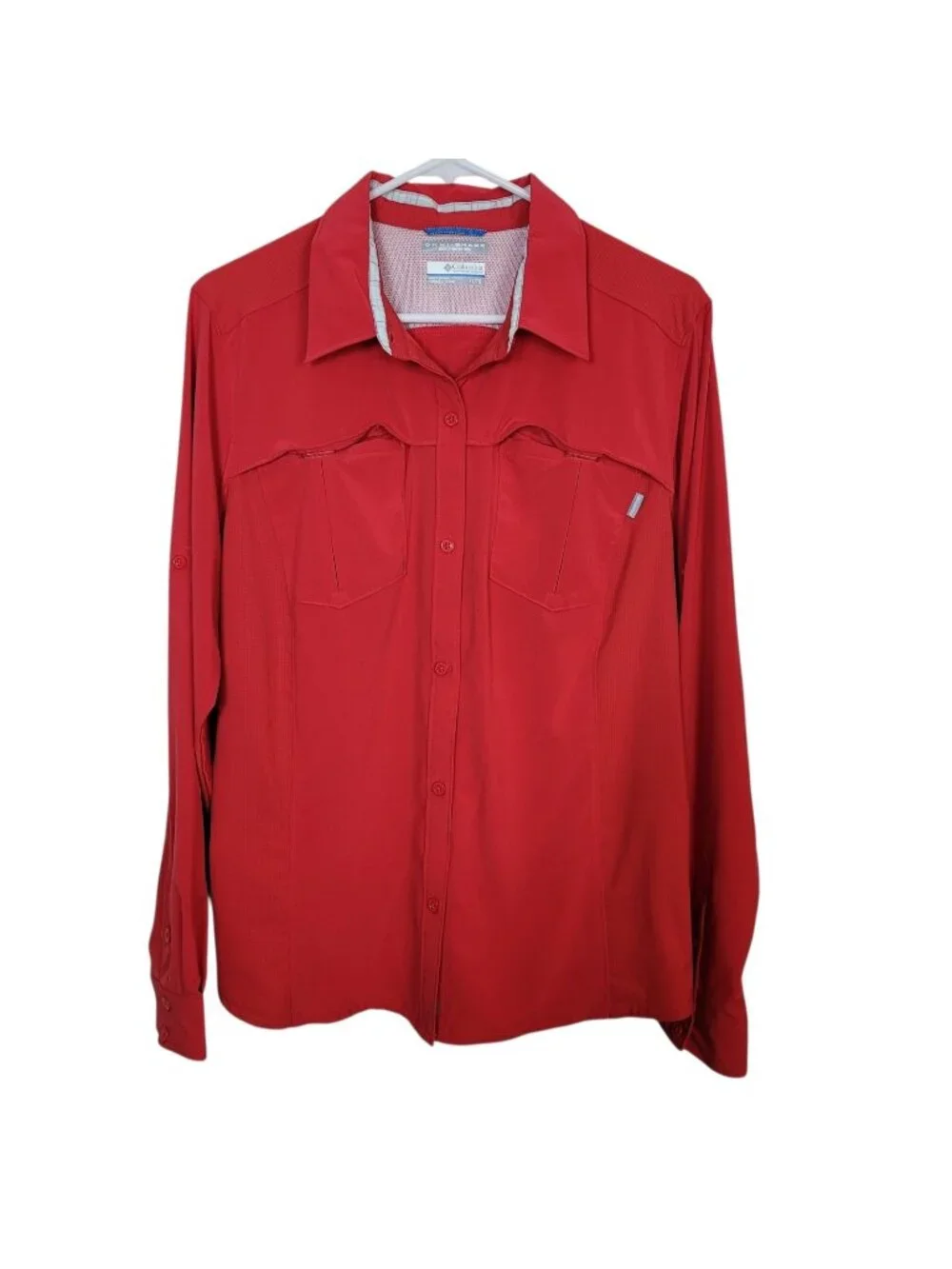 Columbia Omni-Shade UPF 50 Omni-Wick Hiking Shirt Shoulder Vents Coral Red XL - Picture 1 of 9